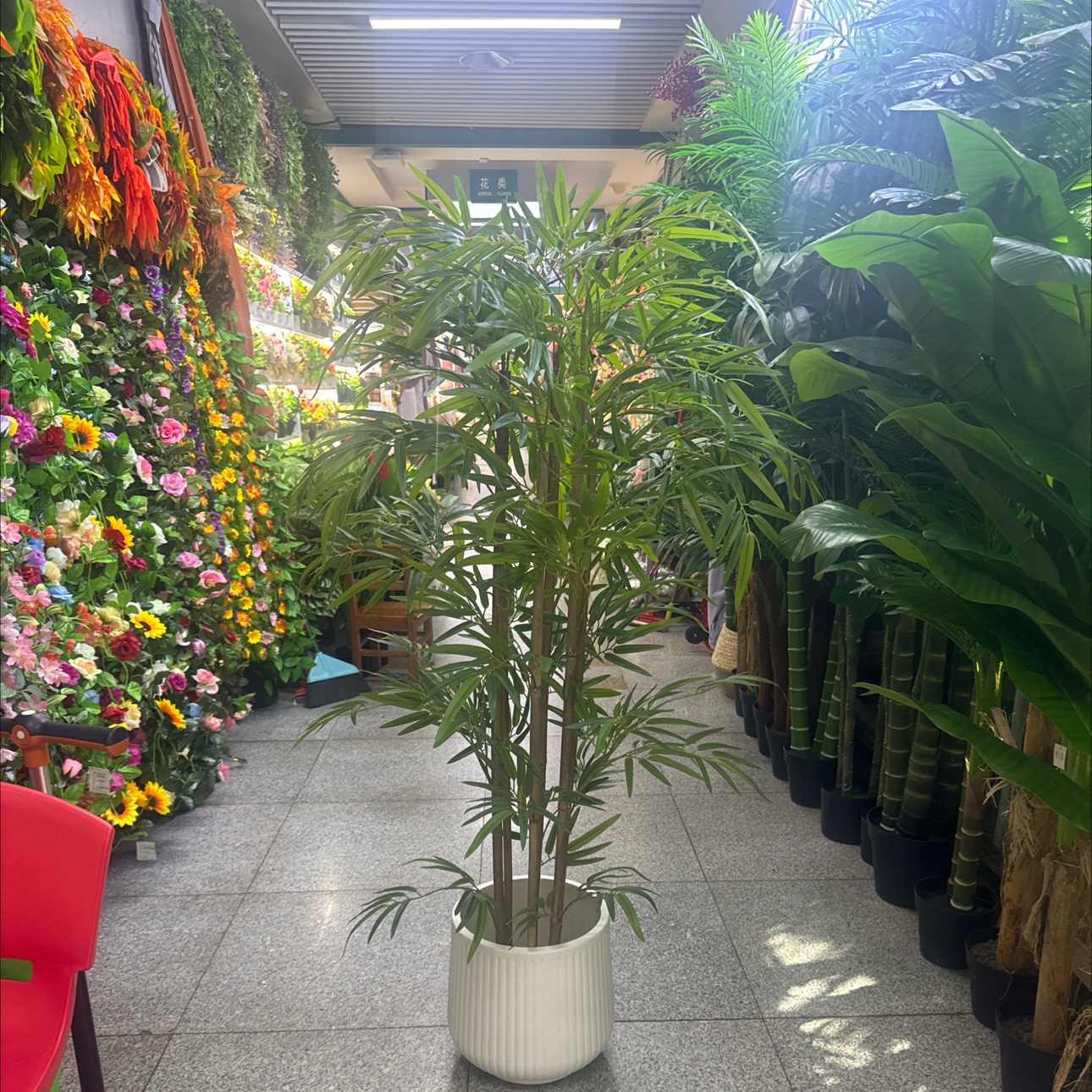 Reed-like plants, simulated gladiolus, Phalaenopsis, filamentous moss, ferns, decorative ornaments, home living room, garden green plants