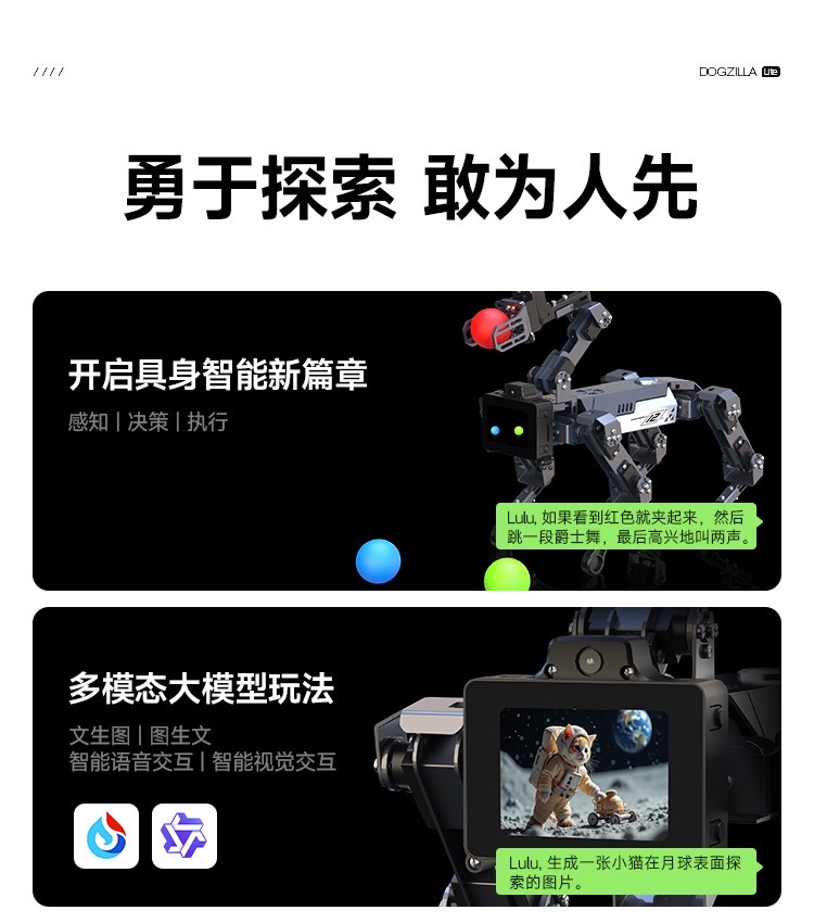 Raspberry PI quadruped mechanical dog AI vision large model Bionic robot mechanical arm with embodied intelligent voice recognition detail image 3