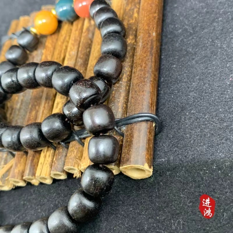 Chinese-style ebony multi-bead bracelet, new Chinese-style sandalwood old-style bead plain ring cultural play Buddhist bead bracelet woven Application Scenario