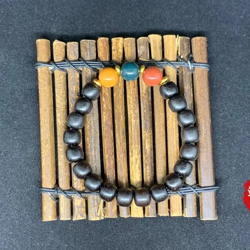 Chinese-style ebony multi-bead bracelet, new Chinese-style sandalwood old-style bead plain ring cultural play Buddhist bead bracelet woven