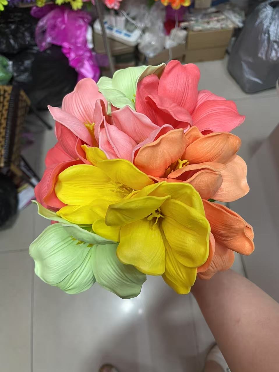 仿真花pu花束塑料花假花人造花装饰花艺布艺手工材料多款选择开口郁金香详情图3