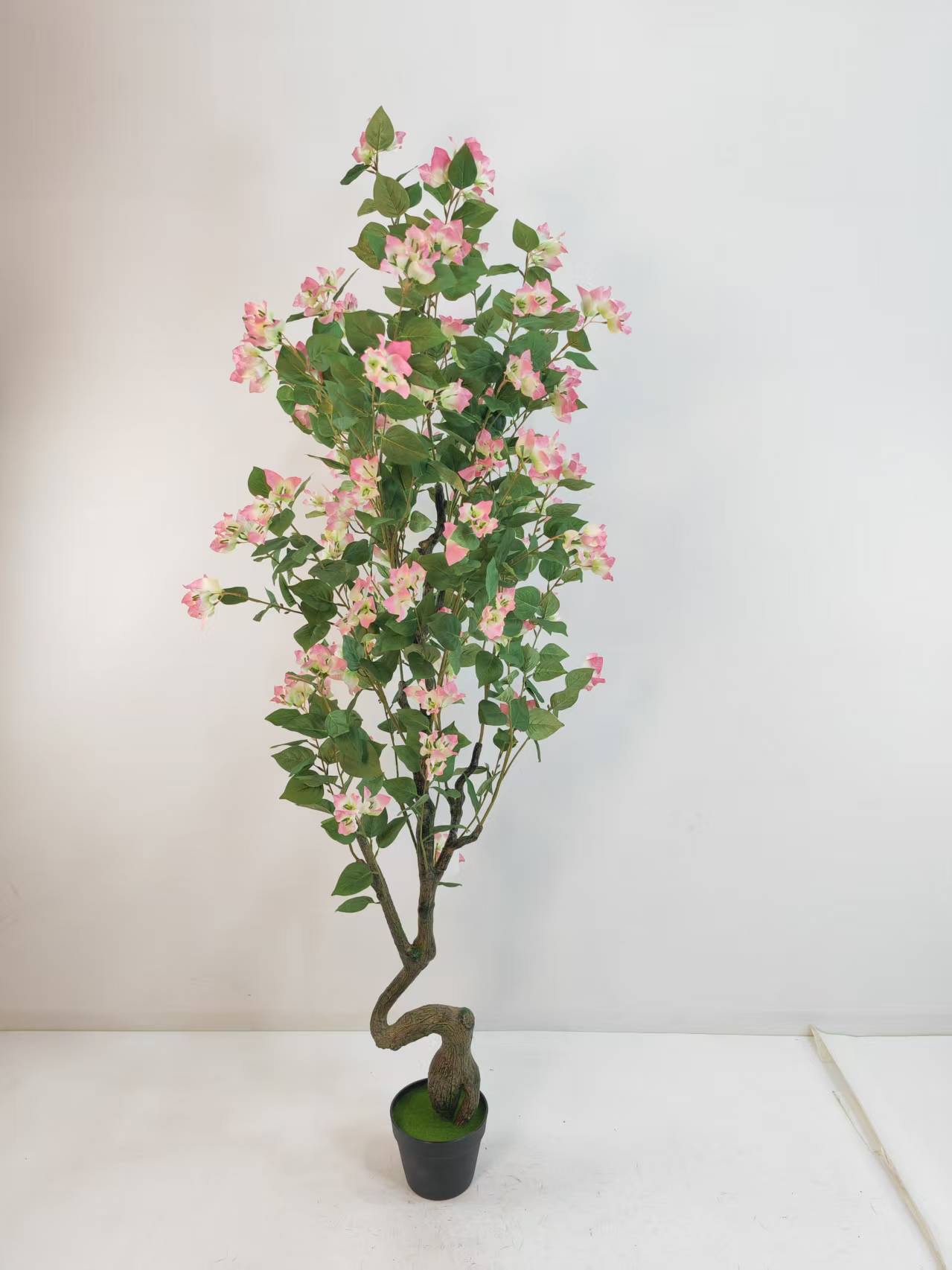 1.2m-2m仿真塑料带叶加密装饰假树室内玫瑰花、三角梅 白色 粉色 仿真玫瑰 三角梅花树artificial flow详情图3