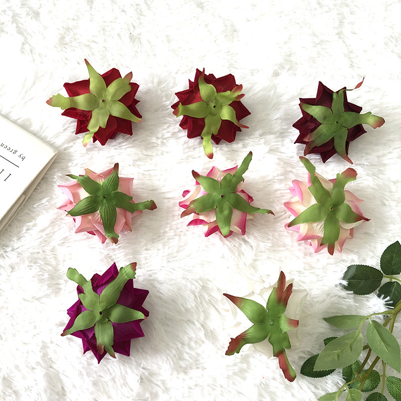 High-fidelity velvet rose flowers with a diameter of 9cm, medium size, diy material for clothing decoration, and handcrafted artificial flowers for export Application Scenario