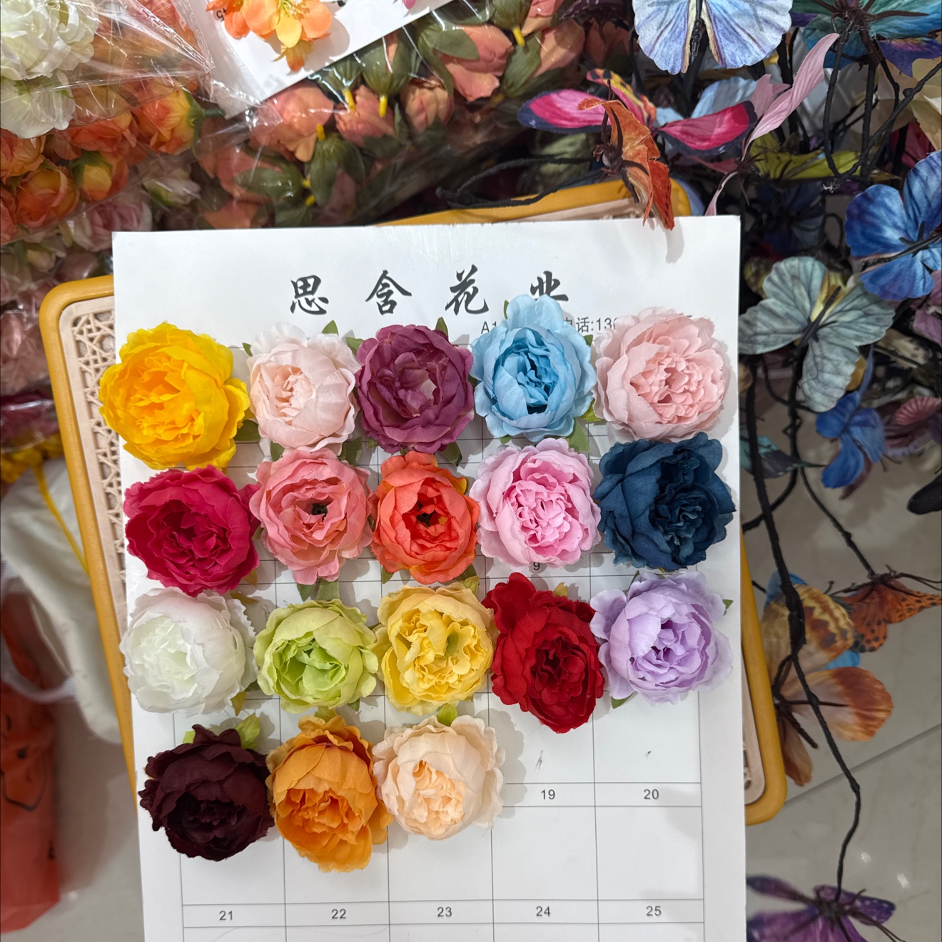 Peony artificial flower head flower