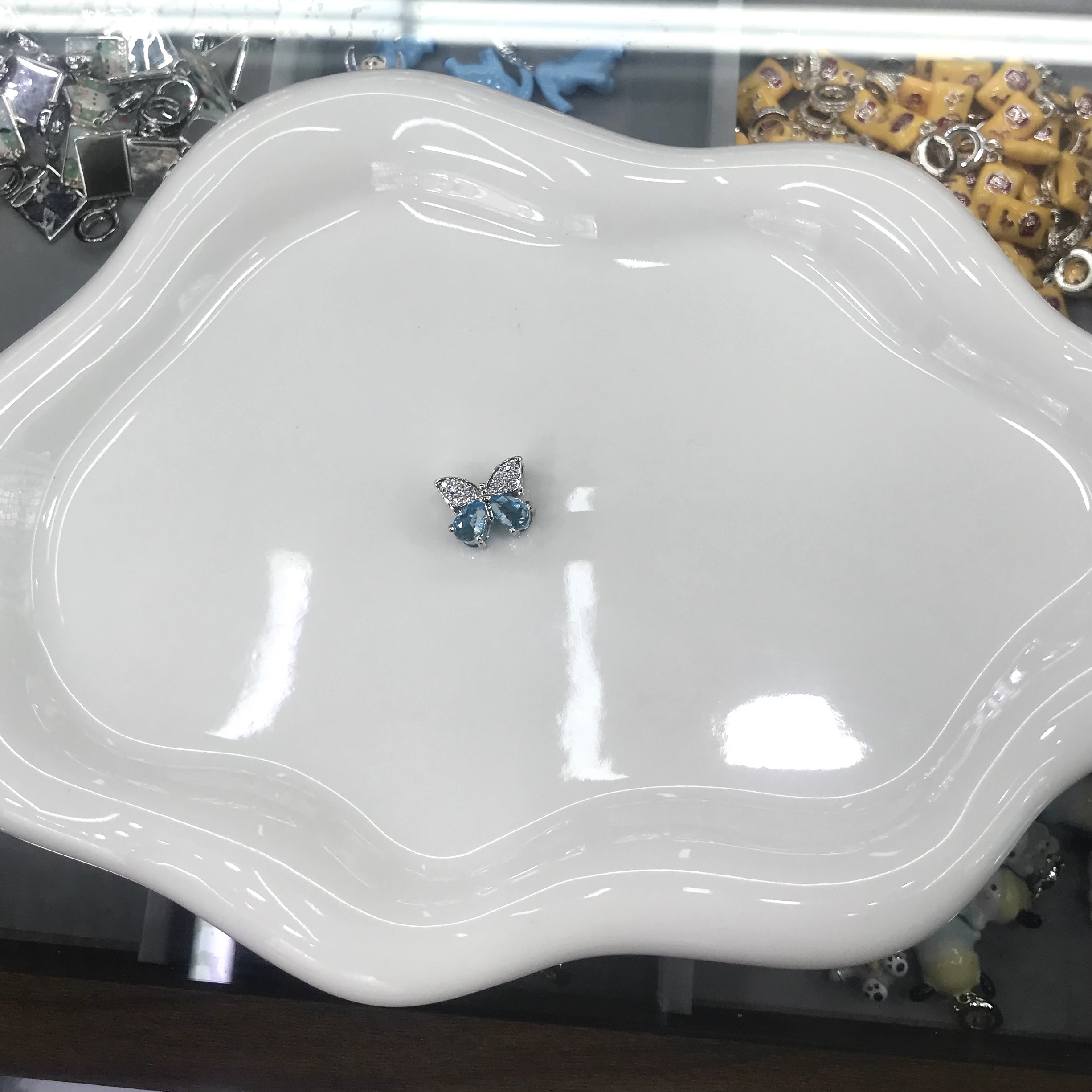 潘家diy手链项链铜镶锆蝴蝶大孔珠