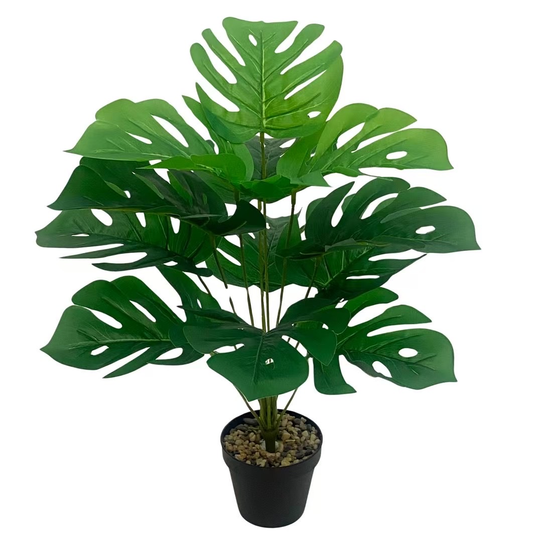 Artificial plant leaves: 12-head, 18-head, 24-head turtle-back leaf potted green plant handles, tied with rubber leaves for wedding decoration plant wall matching Specification image