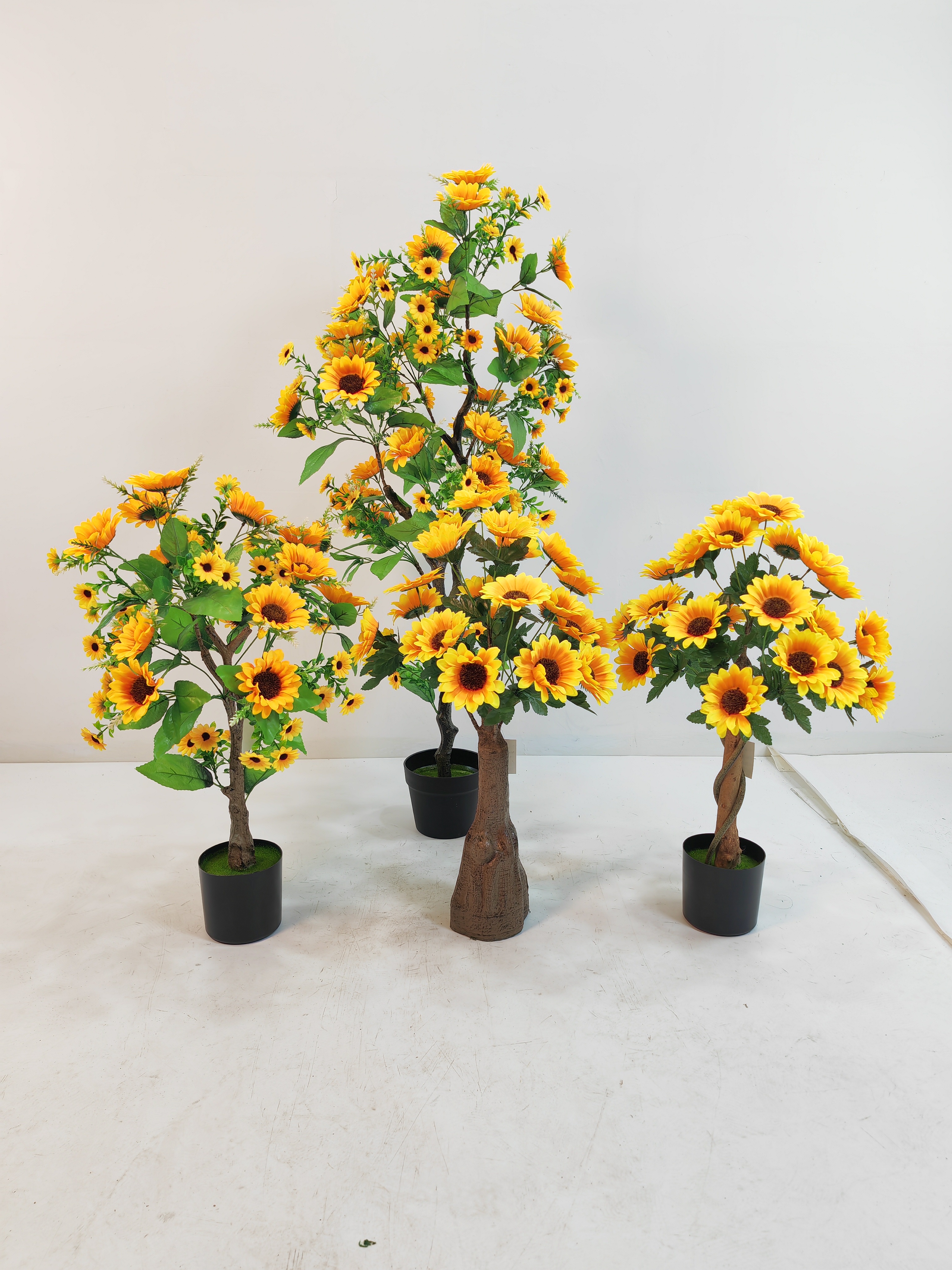 65cm-1.8m仿真园艺带叶加密多花塑料装饰太阳花带盆室内 黄色artificial sun flowers 详情图1