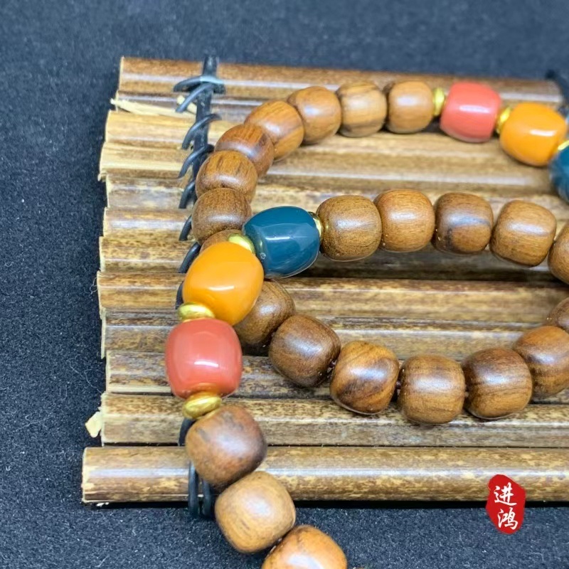 Chinese-style black rosewood multi-bead bracelet, new Chinese-style sandalwood old-style bead plain ring cultural play Buddhist bead bracelet woven Item Picture