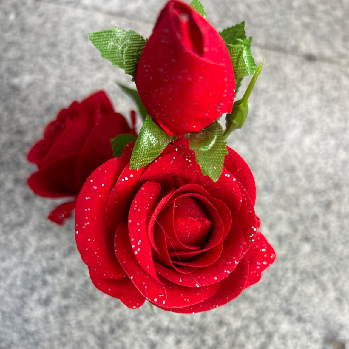 仿真亮片绒玫瑰盆景办公室客厅家用小玫瑰盆景仿真花仿真花产品图