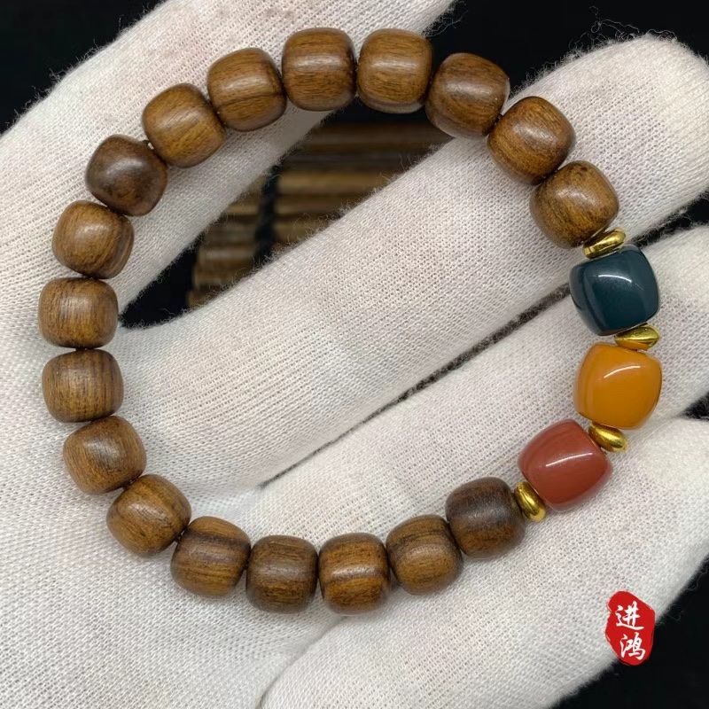 Chinese-style black rosewood multi-bead bracelet, new Chinese-style sandalwood old-style bead plain ring cultural play Buddhist bead bracelet woven