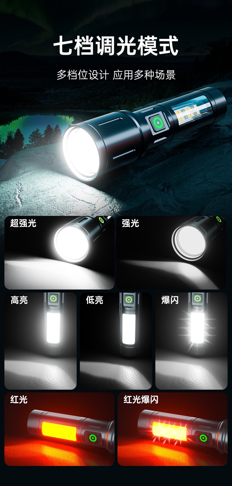 沃尔森603手电筒续航6-12小时强光远射家用户外厂家直销便携式详情图11