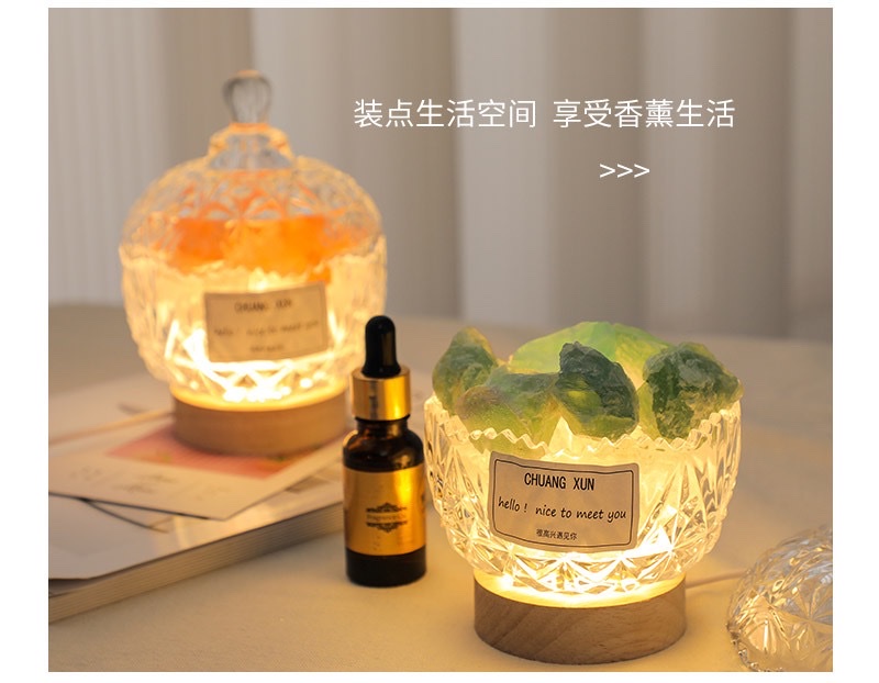 Natural orange salt stone crystal stone flameless aroma diffuser stone night light detail image 14