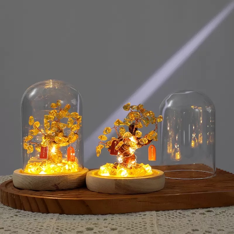 Yellow crystal money tree night light