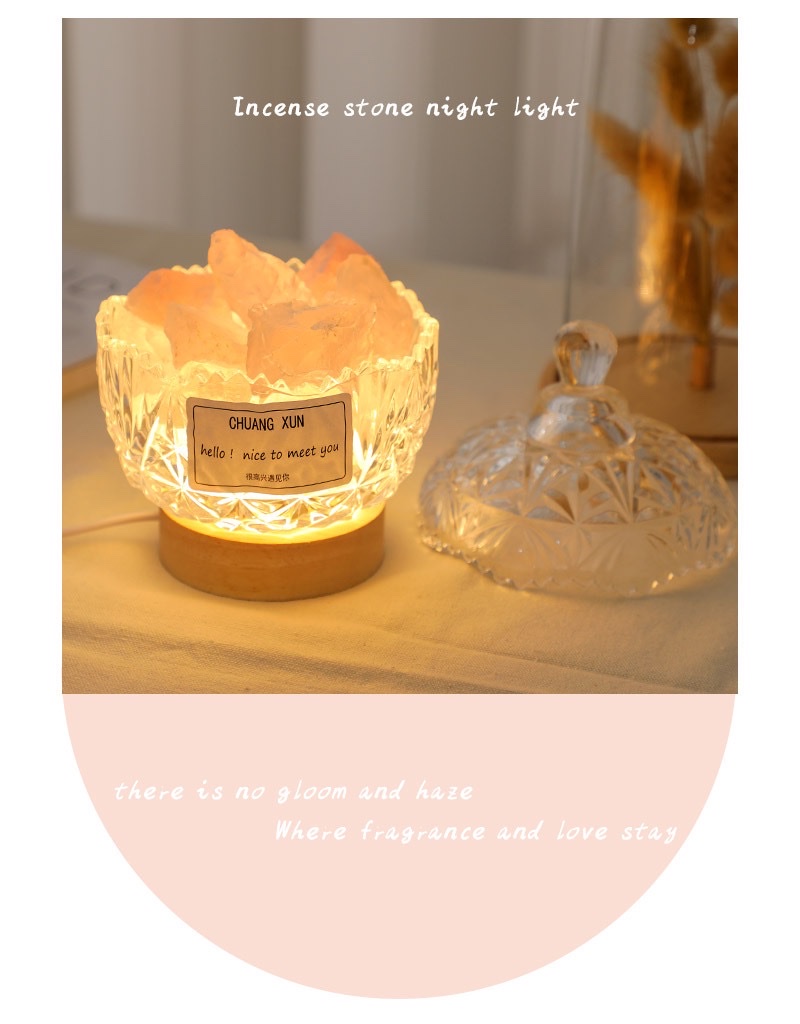Natural orange salt stone crystal stone flameless aroma diffuser stone night light detail image 6