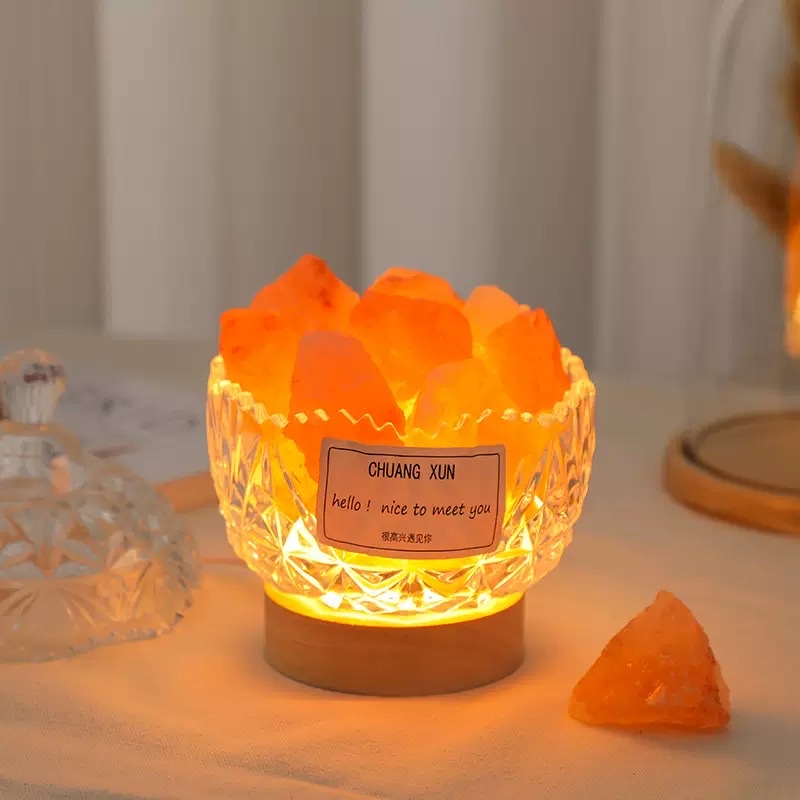 Natural orange salt stone crystal stone flameless aroma diffuser stone night light Specification image