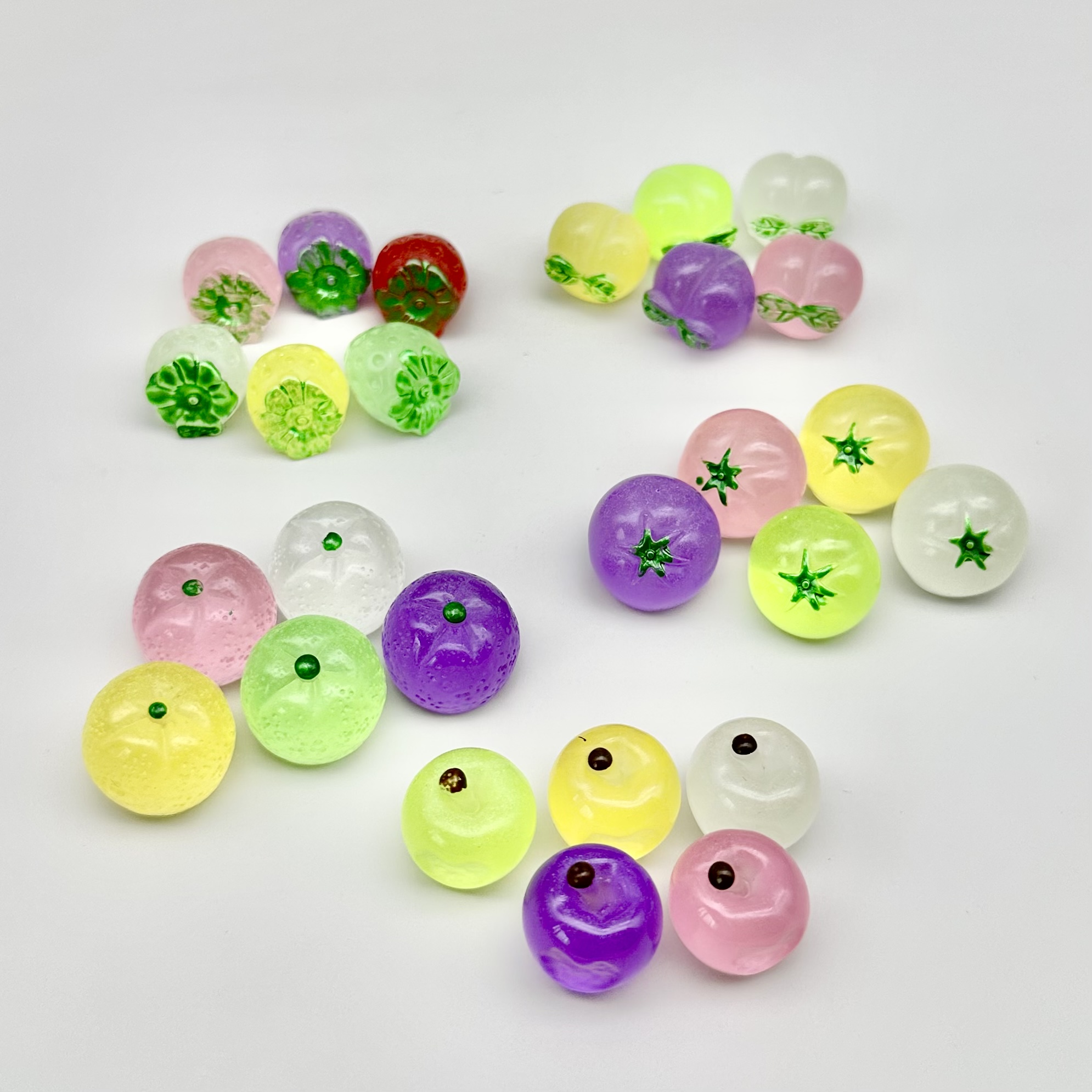 仿真水果 树脂配件平底立体发饰手机贴 diy洞洞鞋超市便利店迷你手工苹果咬一口桔子西红柿桃子草莓夜光缩微景观摆件一包500个