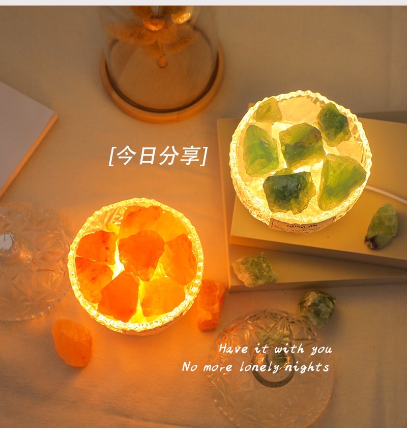 Natural orange salt stone crystal stone flameless aroma diffuser stone night light detail image 3