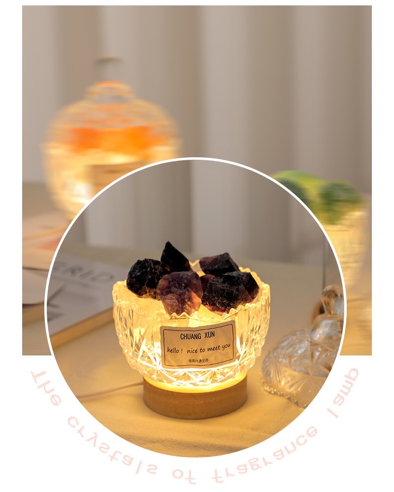 Natural orange salt stone crystal stone flameless aroma diffuser stone night light detail image 10