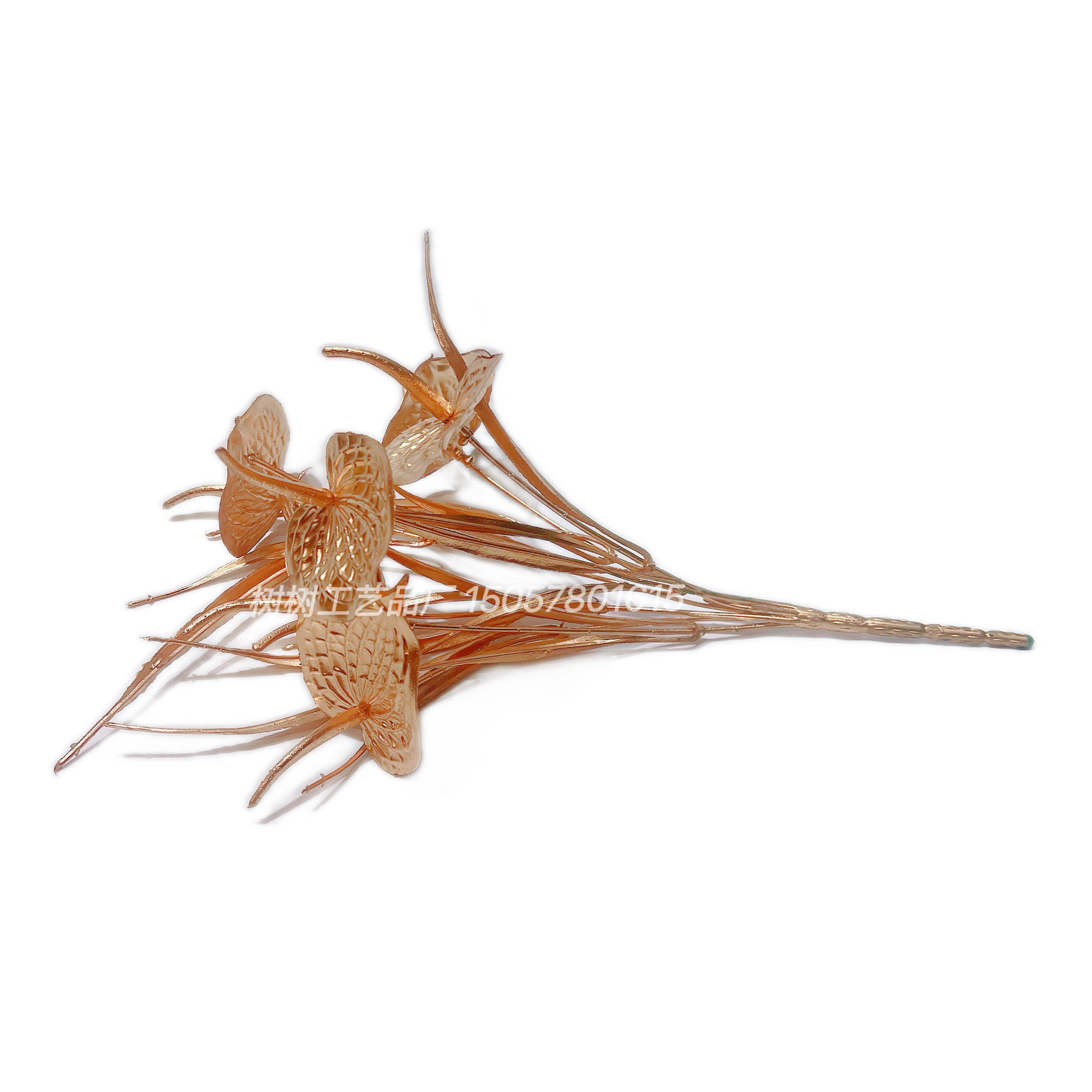 Golden little golden palm artificial flowers, Christmas flowers, handmade flowers, home decoration, Christmas flower decoration accessories, gift accessories, plastic flowers, artificial flowers, plastic Item Picture