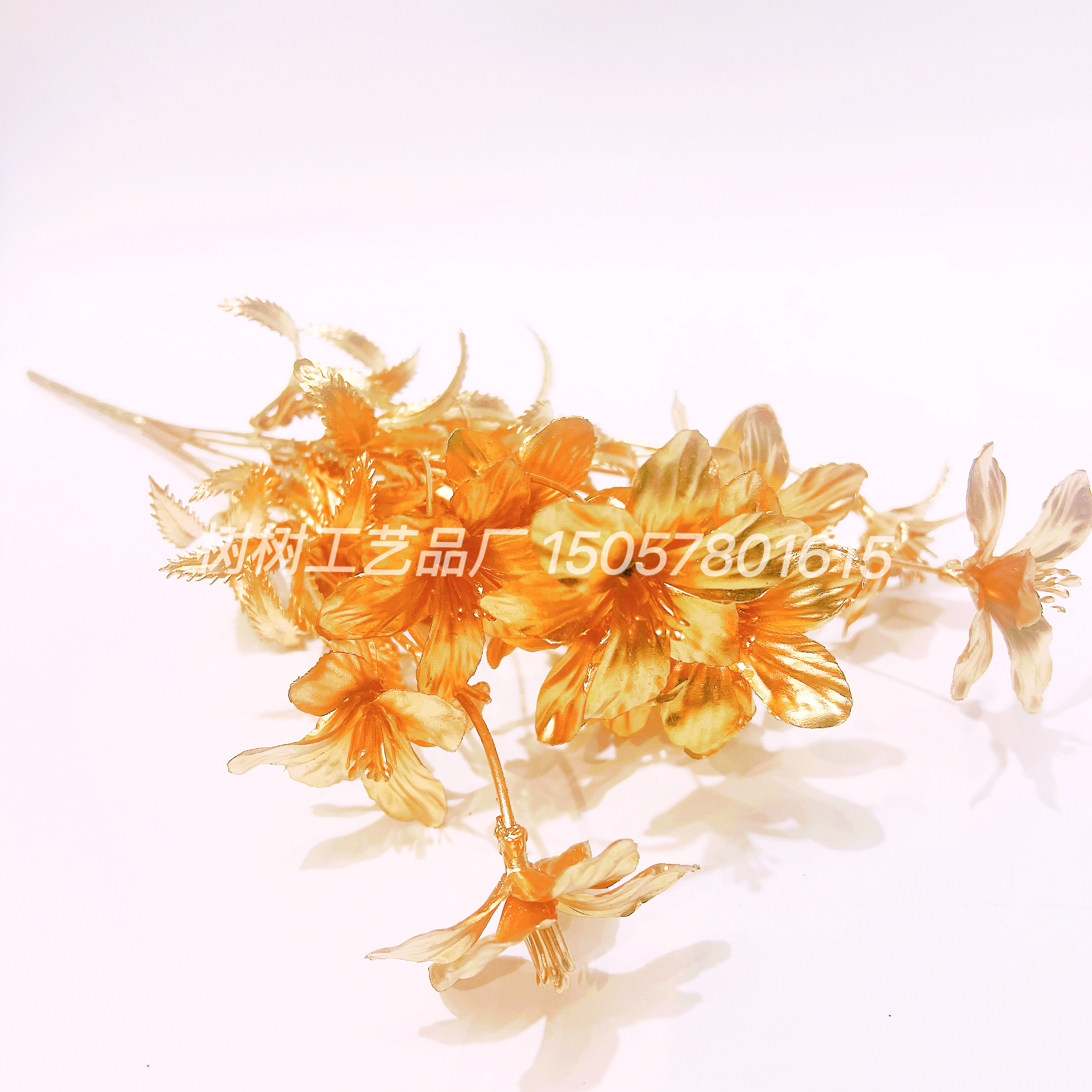 Golden camellia artificial flowers, Christmas flowers, handcrafted artificial flowers, decorative accessories, Christmas flower accessories, wedding decorative accessories, home decorative accessories, plastic flowers, artificial flowers, artificial plastic flowers detail image 5