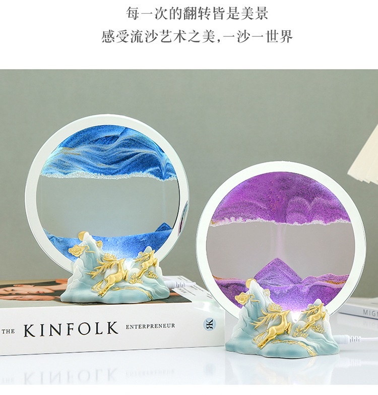 A small night light ornament with a deer by the side of flowing sand detail image 7
