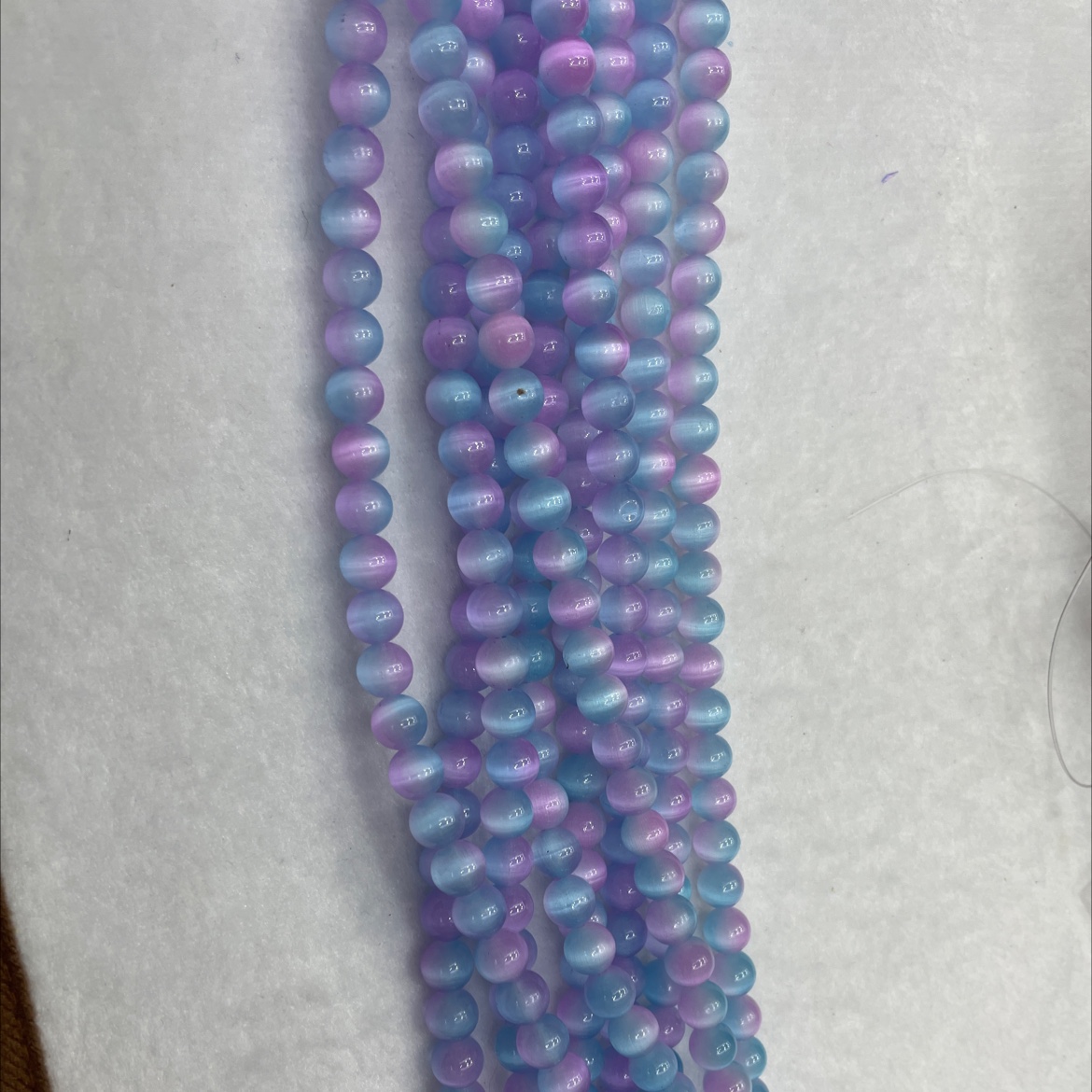 晶烁珠宝8mm冰透猫眼石圆珠双色散珠手串项链半成品diy饰品配件琉璃珠