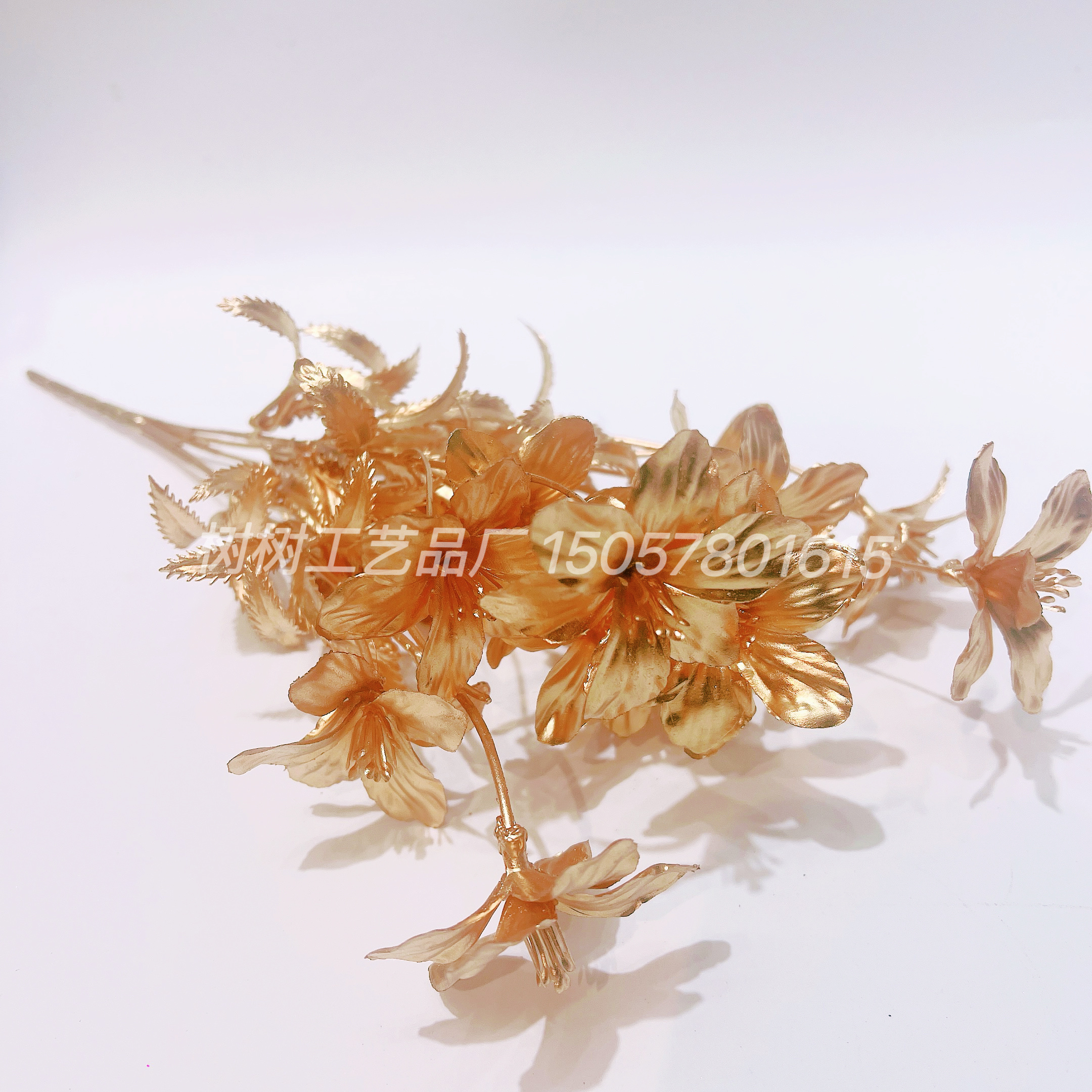 Golden camellia artificial flowers, Christmas flowers, handcrafted artificial flowers, decorative accessories, Christmas flower accessories, wedding decorative accessories, home decorative accessories, plastic flowers, artificial flowers, artificial plastic flowers detail image 3