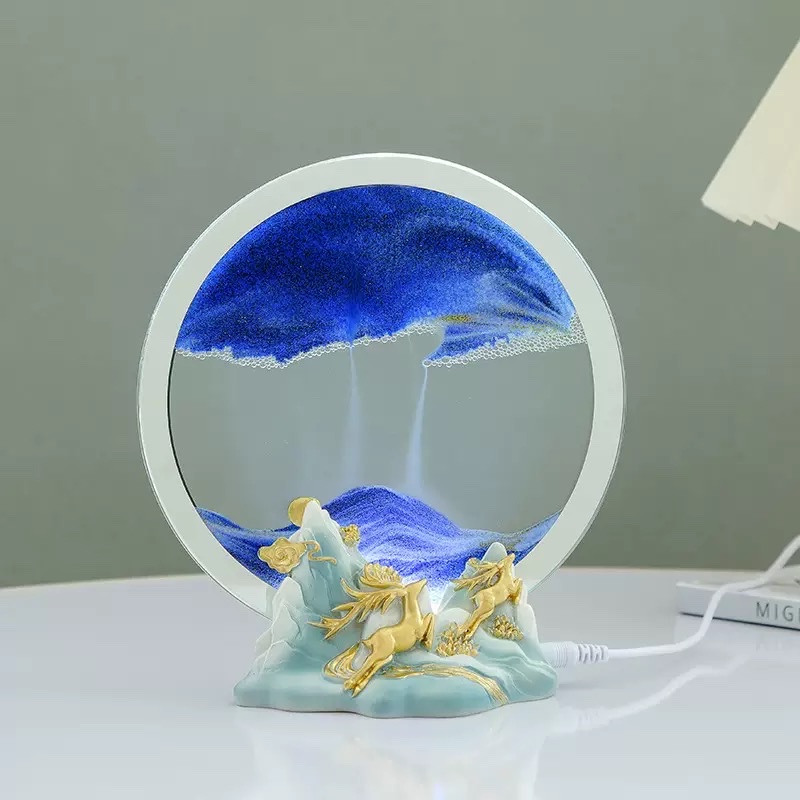 A small night light ornament with a deer by the side of flowing sand Specification image