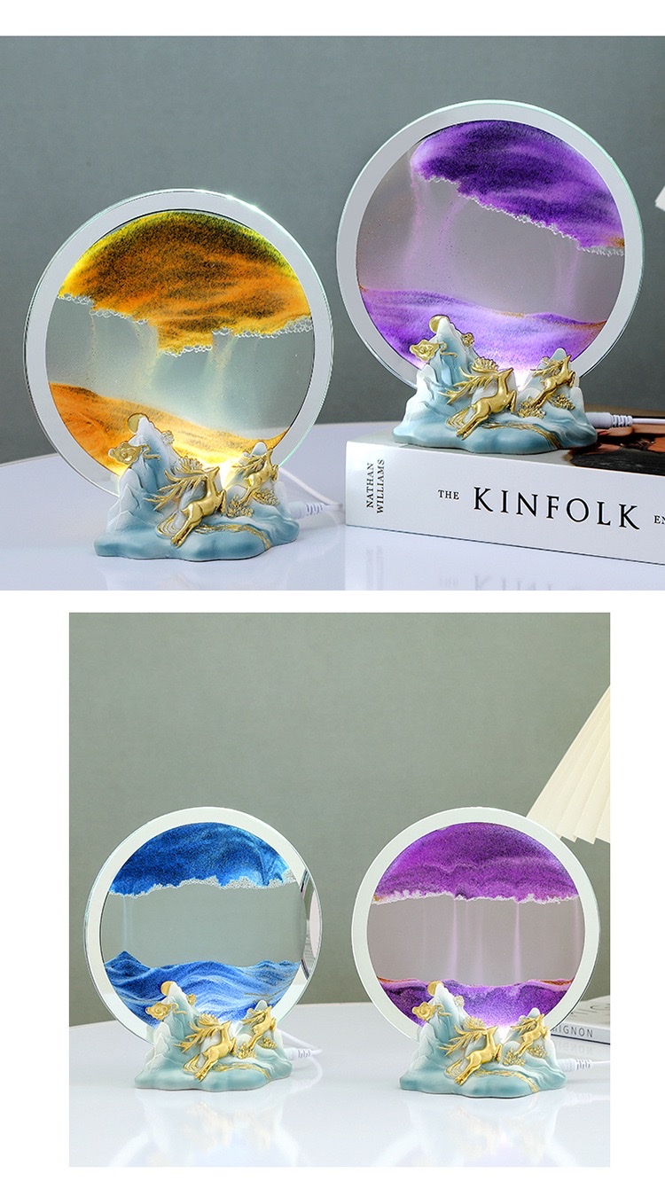 A small night light ornament with a deer by the side of flowing sand detail image 6