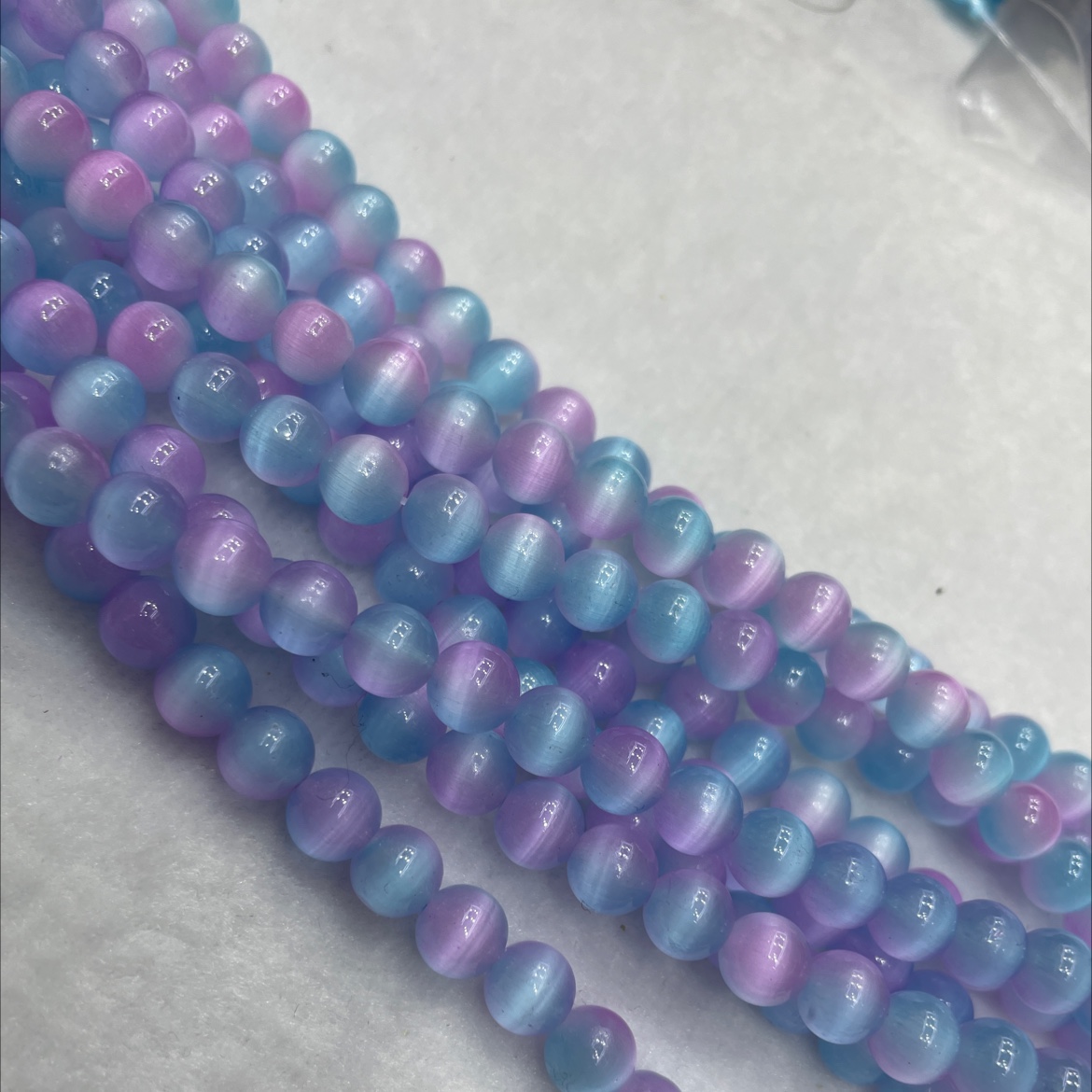 晶烁珠宝8mm冰透猫眼石圆珠双色散珠手串项链半成品diy饰品配件琉璃珠细节图