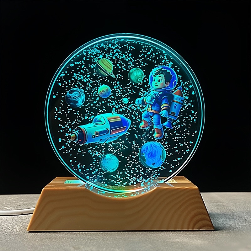 新款立体3D内雕彩印发光宇航星球水晶摆件儿童床头小夜灯外贸专供梦幻星空小夜灯卧室灯氛围儿童女孩生日礼物男孩3D立体价面议详情图6