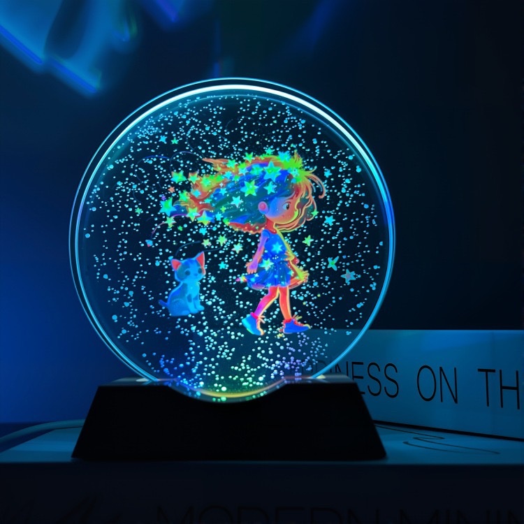 新款立体3D内雕彩印发光宇航星球水晶摆件儿童床头小夜灯外贸专供梦幻星空小夜灯卧室灯氛围儿童女孩生日礼物男孩3D立体价面议