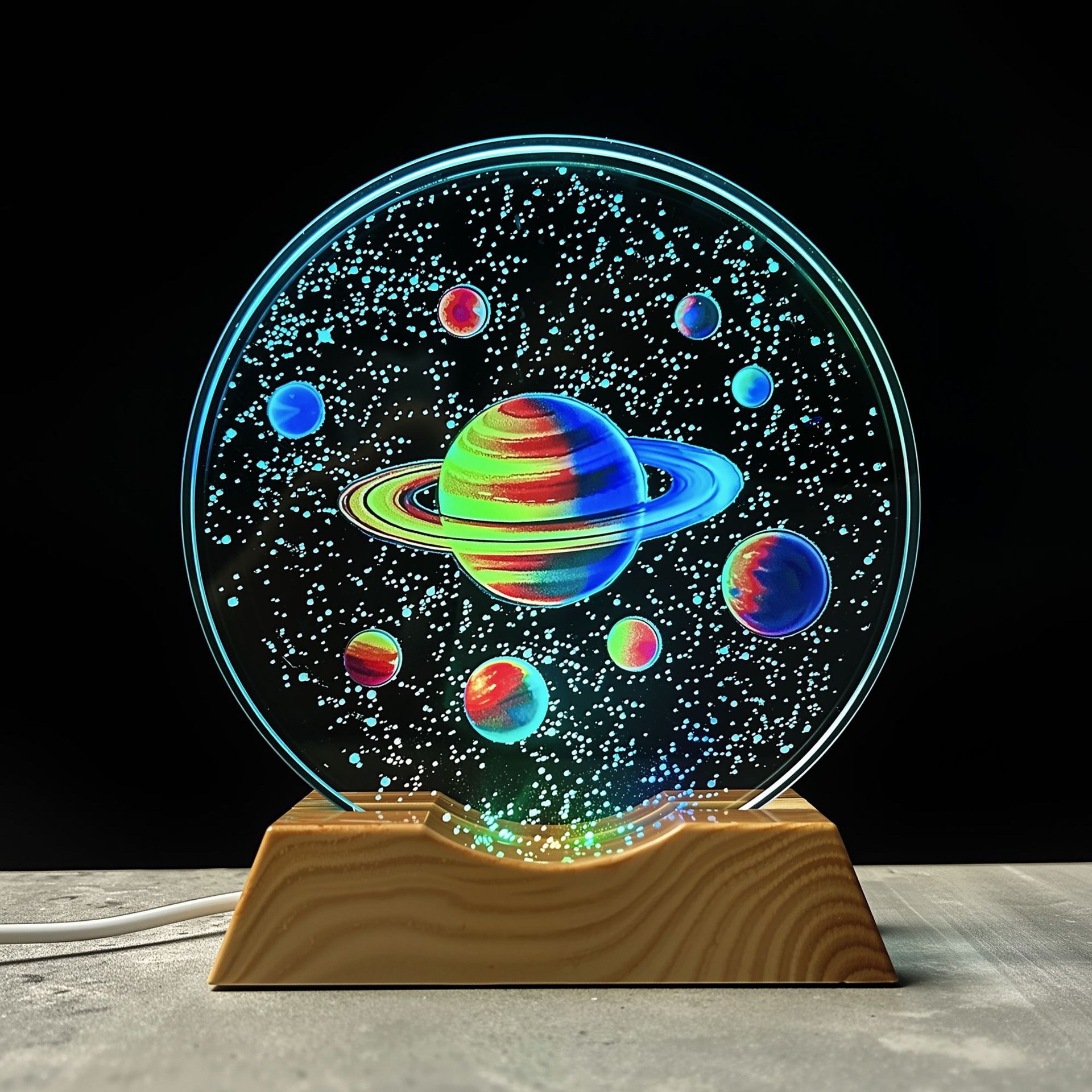 新款立体3D内雕彩印发光宇航星球水晶摆件儿童床头小夜灯外贸专供梦幻星空小夜灯卧室灯氛围儿童女孩生日礼物男孩3D立体价面议详情图4