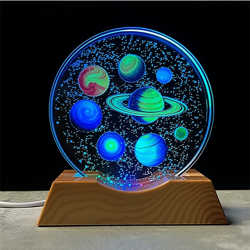新款立体3D内雕彩印发光宇航星球水晶摆件儿童床头小夜灯外贸专供梦幻星空小夜灯卧室灯氛围儿童女孩生日礼物男孩3D立体价面议详情图8