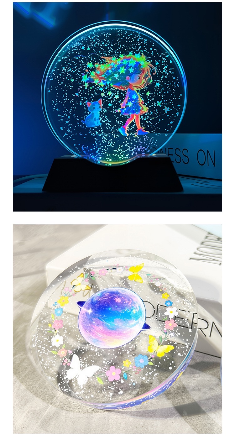 新款立体3D内雕彩印发光宇航星球水晶摆件儿童床头小夜灯外贸专供梦幻星空小夜灯卧室灯氛围儿童女孩生日礼物男孩3D立体价面议详情图18