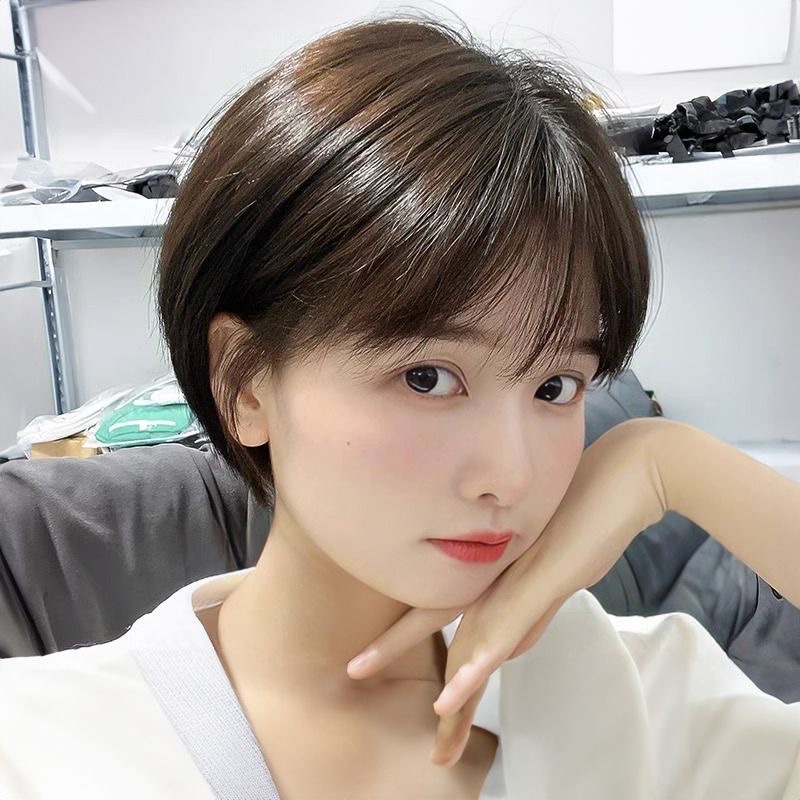 短发假发女头套时尚自然减龄甜美时尚真发整顶全头假发套2025新款