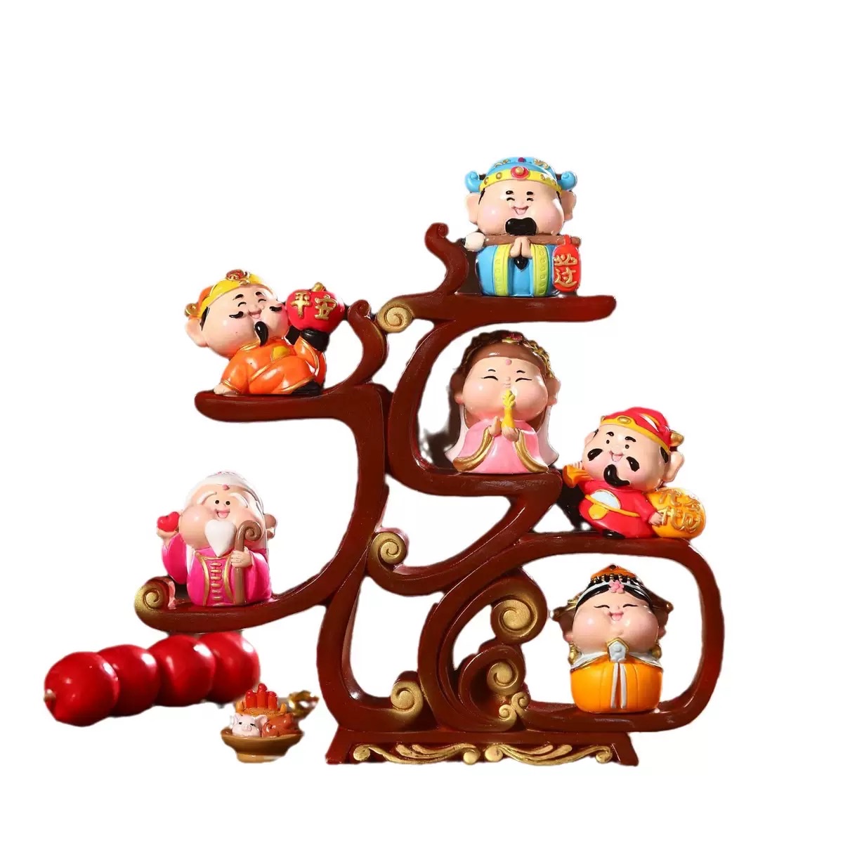 Six Blessings Come to the Door, God of Wealth figurines, office, home, living room decorations, entrance hall, grand opening, housewarming gifts for others Application Scenario