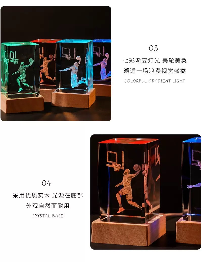 厂家批发 NBA球星科比詹姆斯手办水晶柱内雕桌面装饰摆件颁奖礼品详情图12