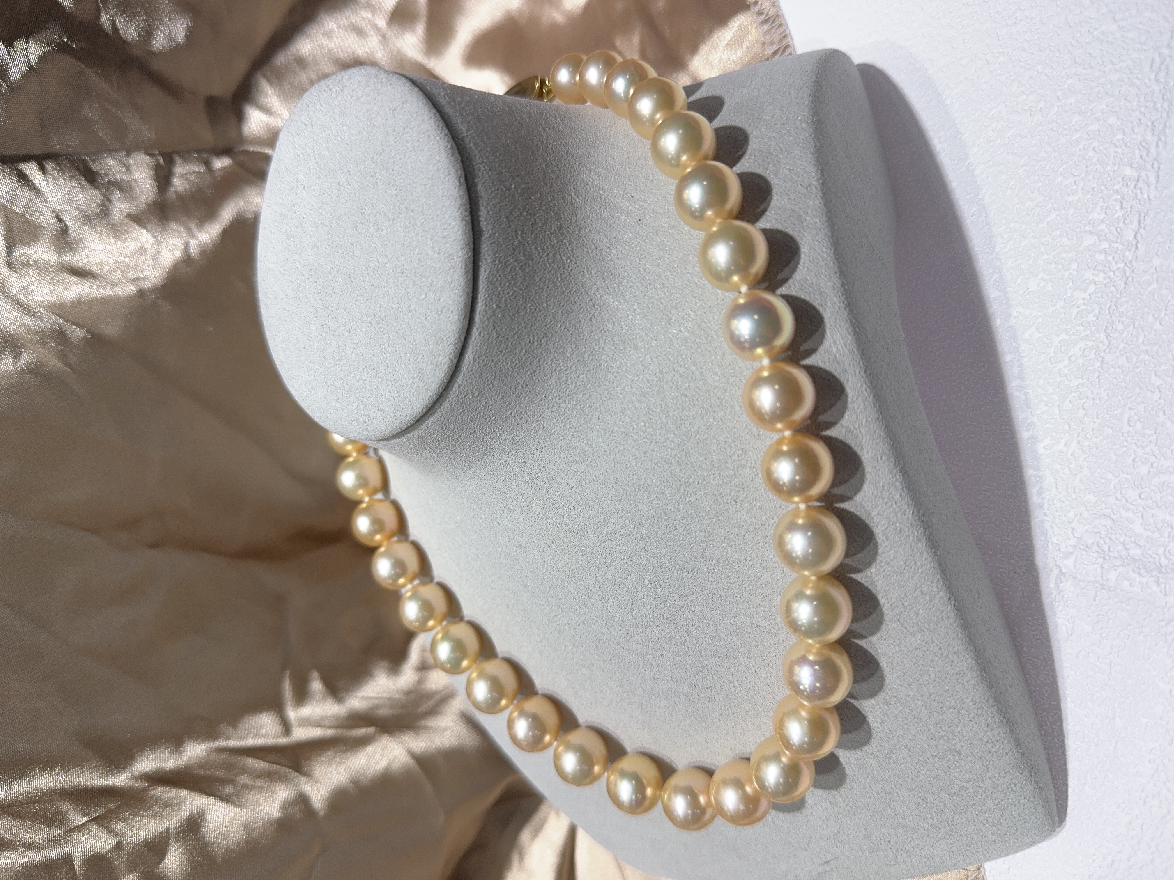 11-13mm天然淡水珍珠，橘粉，正圆无暇