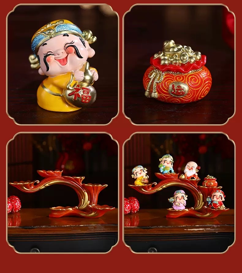 Five Blessings for Wealth and Good Fortune: The God of Wealth, living room, entrance hall, home decorations, table ornaments, handicrafts, and home furnishings detail image 12