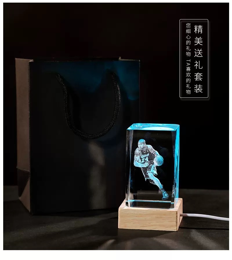 厂家批发 NBA球星科比詹姆斯手办水晶柱内雕桌面装饰摆件颁奖礼品详情图3