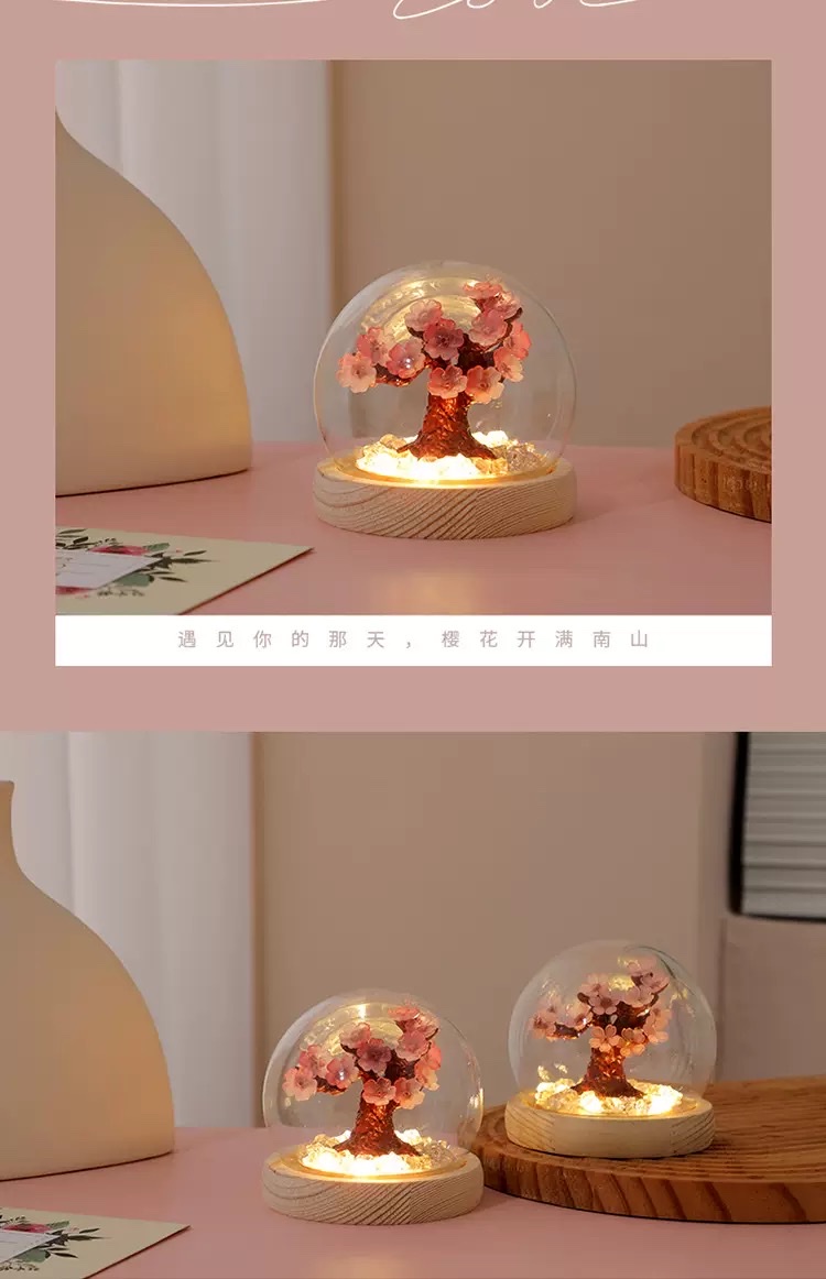 手工DIY樱花树桃花小夜灯 创意氛围灯卧室温馨装饰摆件节日礼品 详情图10
