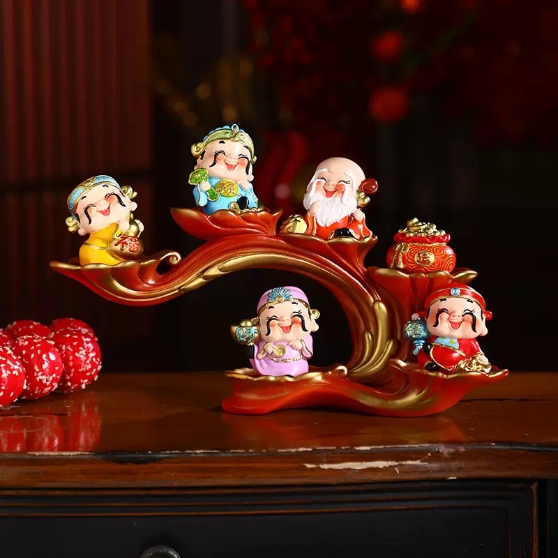 Five Blessings for Wealth and Good Fortune: The God of Wealth, living room, entrance hall, home decorations, table ornaments, handicrafts, and home furnishings