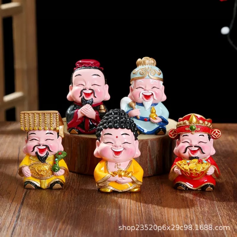 The God of Wealth figurine, a resin decorative item for attracting wealth, a living room decoration for the Five Paths Holy Lord, a gift for the opening of a new home and a store