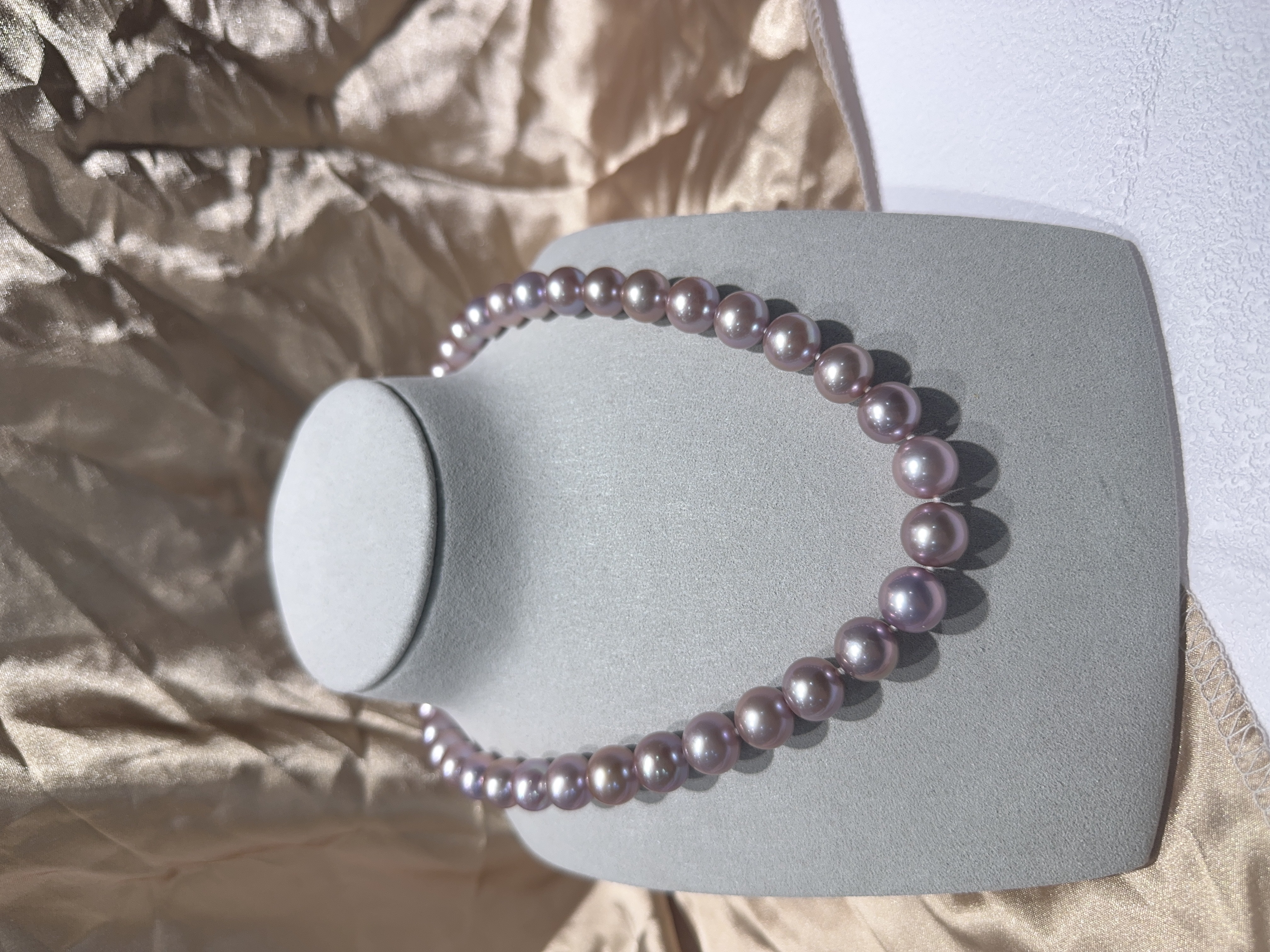 11-12mm天然淡水珍珠，紫色/项链首饰