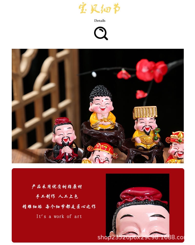The God of Wealth figurine, a resin decorative item for attracting wealth, a living room decoration for the Five Paths Holy Lord, a gift for the opening of a new home and a store detail image 12
