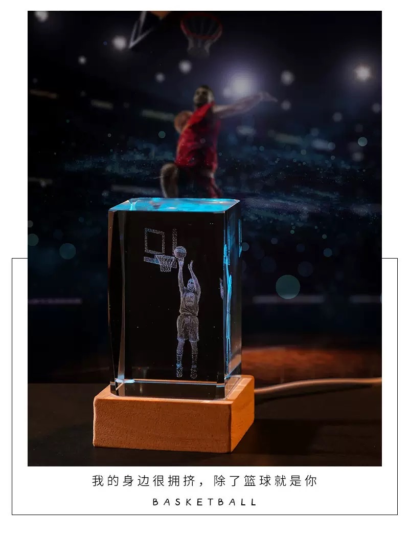 厂家批发 NBA球星科比詹姆斯手办水晶柱内雕桌面装饰摆件颁奖礼品详情图9