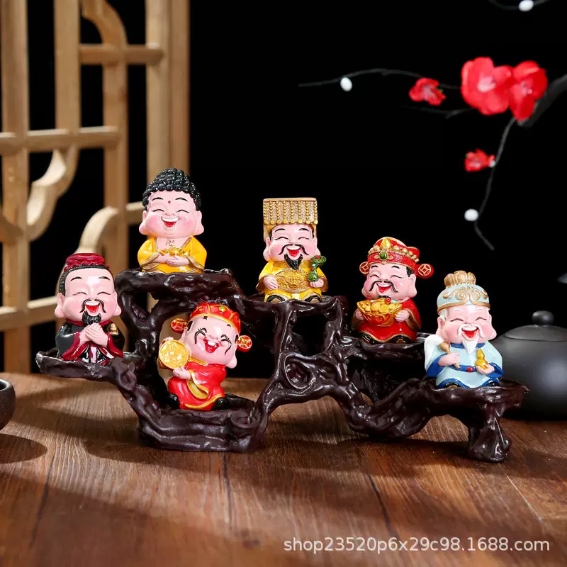The God of Wealth figurine, a resin decorative item for attracting wealth, a living room decoration for the Five Paths Holy Lord, a gift for the opening of a new home and a store details Picture