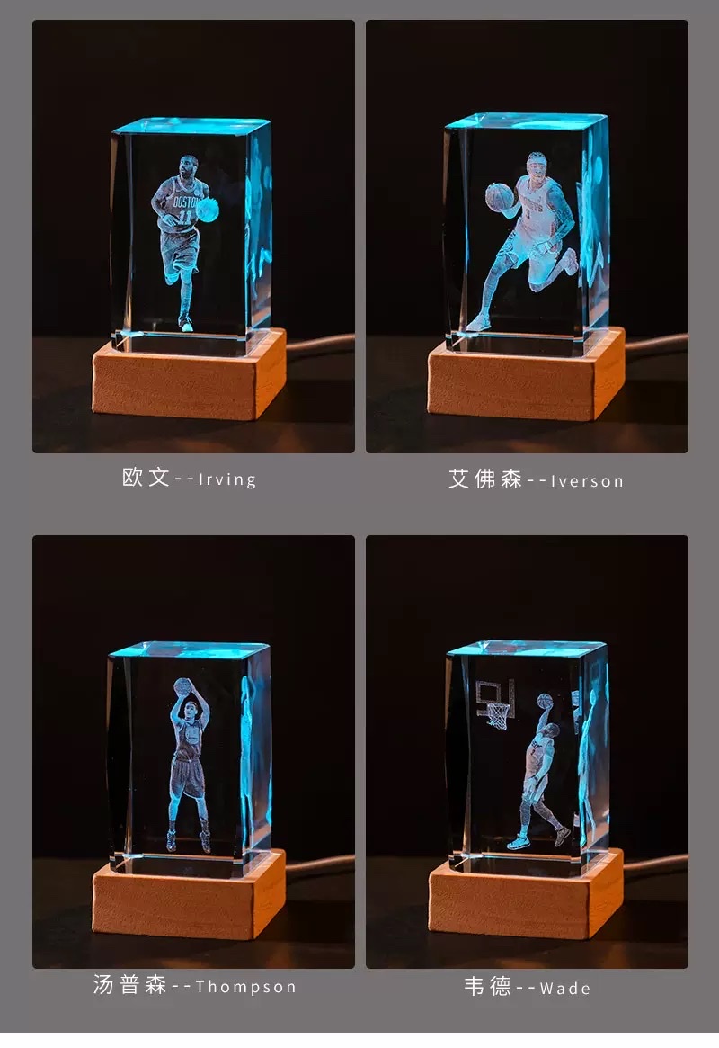 厂家批发 NBA球星科比詹姆斯手办水晶柱内雕桌面装饰摆件颁奖礼品详情图7