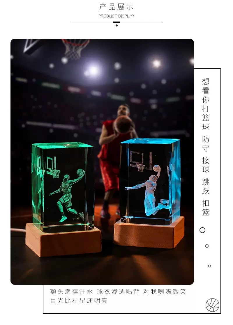 厂家批发 NBA球星科比詹姆斯手办水晶柱内雕桌面装饰摆件颁奖礼品详情图8